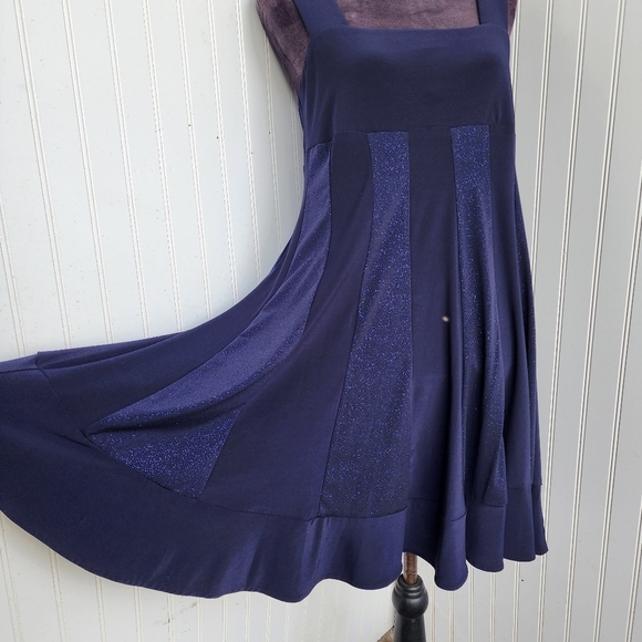 R&M Richards Navy Blue Spark Stretch Knee Length Sleeveless Dress Sz 8P - Picture 6 of 13